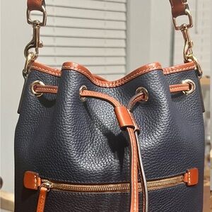 Dooney & Bourke Navy and Tan Leather Tote